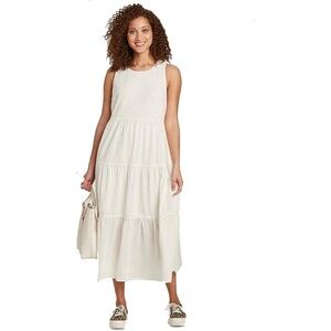 Maurice’s Women’s Tiered Midi Dress Ivory Size Medium with Pockets